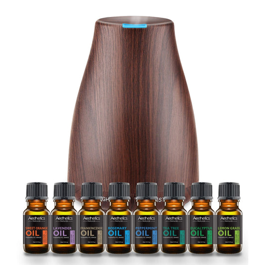 Aesthetics Ultrasonic Wood-Finish Aroma Diffuser with Optional Oils