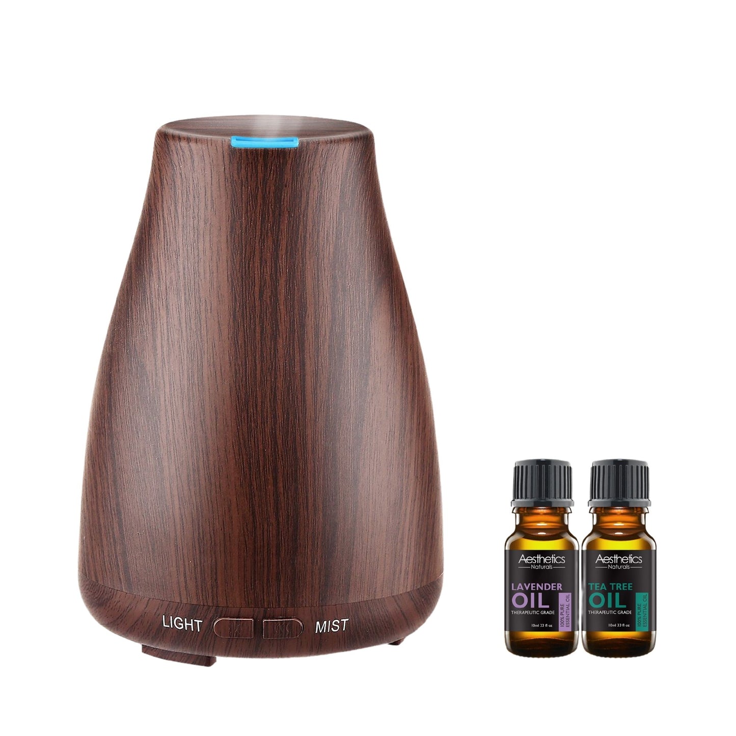 Aesthetics Ultrasonic Wood-Finish Aroma Diffuser with Optional Oils