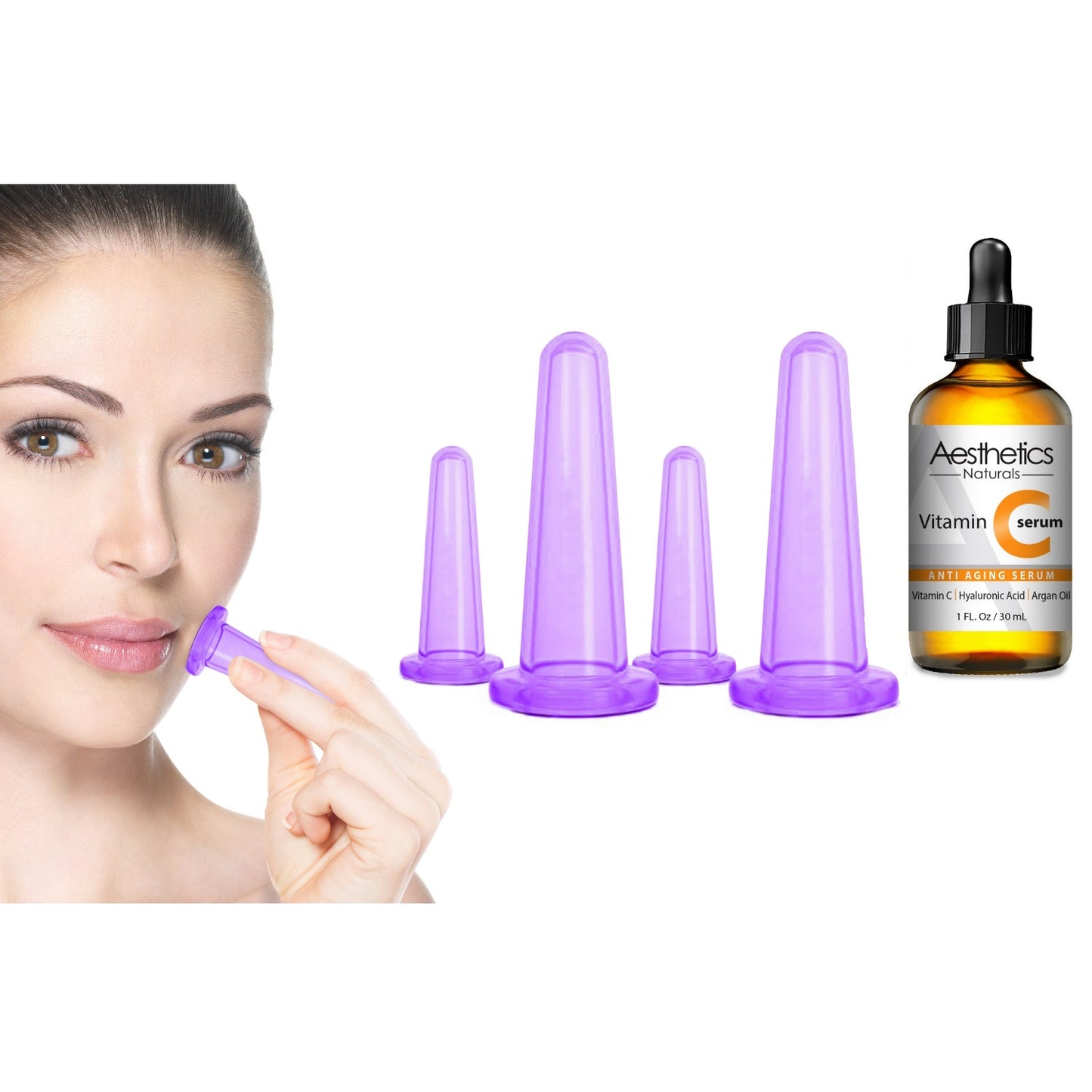 Facial Cupping Kit with Vitamin C serum