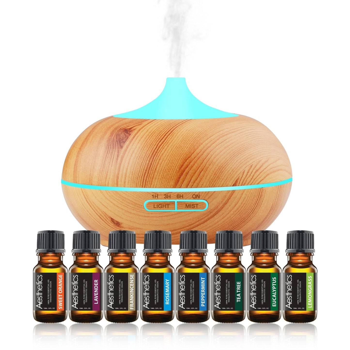 Aesthetics Ultrasonic Wood-grain Diffuser with Essential Oils Set