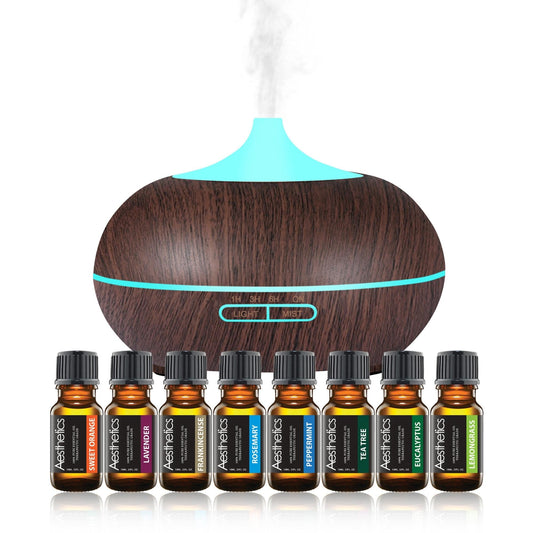 Aesthetics Ultrasonic Wood-grain Diffuser with Essential Oils Set